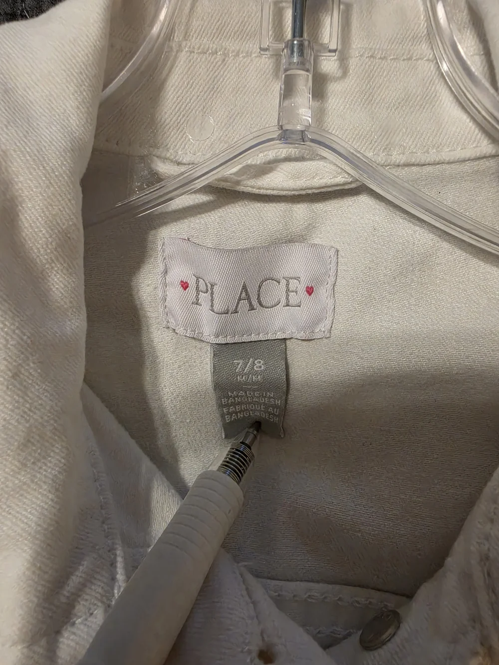 The Children's Place White Denim Jacket (Girls 7/8)